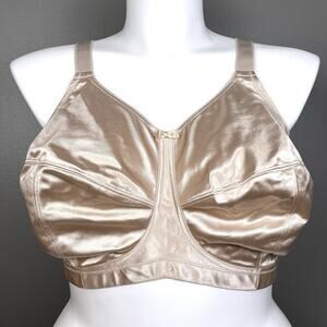 Goddess Satin Simplex Soft-Cup Bra Size 48H 4050 Discontinued Wirefree Beige
